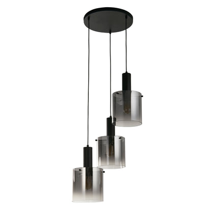 Searchlight Sweden 3Lt Multi-Drop Pendant - Black Metal & Smoked Glass
