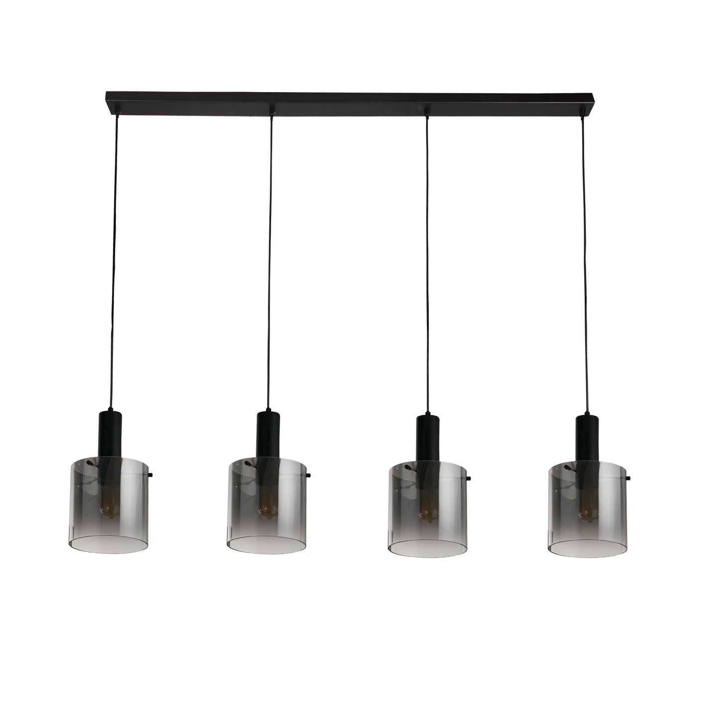 Searchlight Sweden 4Lt Bar Pendant - Black Metal & Smoked Ombre Glass