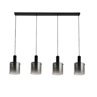 Searchlight Sweden 4Lt Bar Pendant - Black Metal & Smoked Ombre Glass
