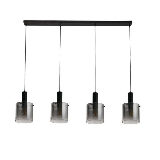 Searchlight Sweden 4Lt Bar Pendant - Black Metal & Smoked Ombre Glass
