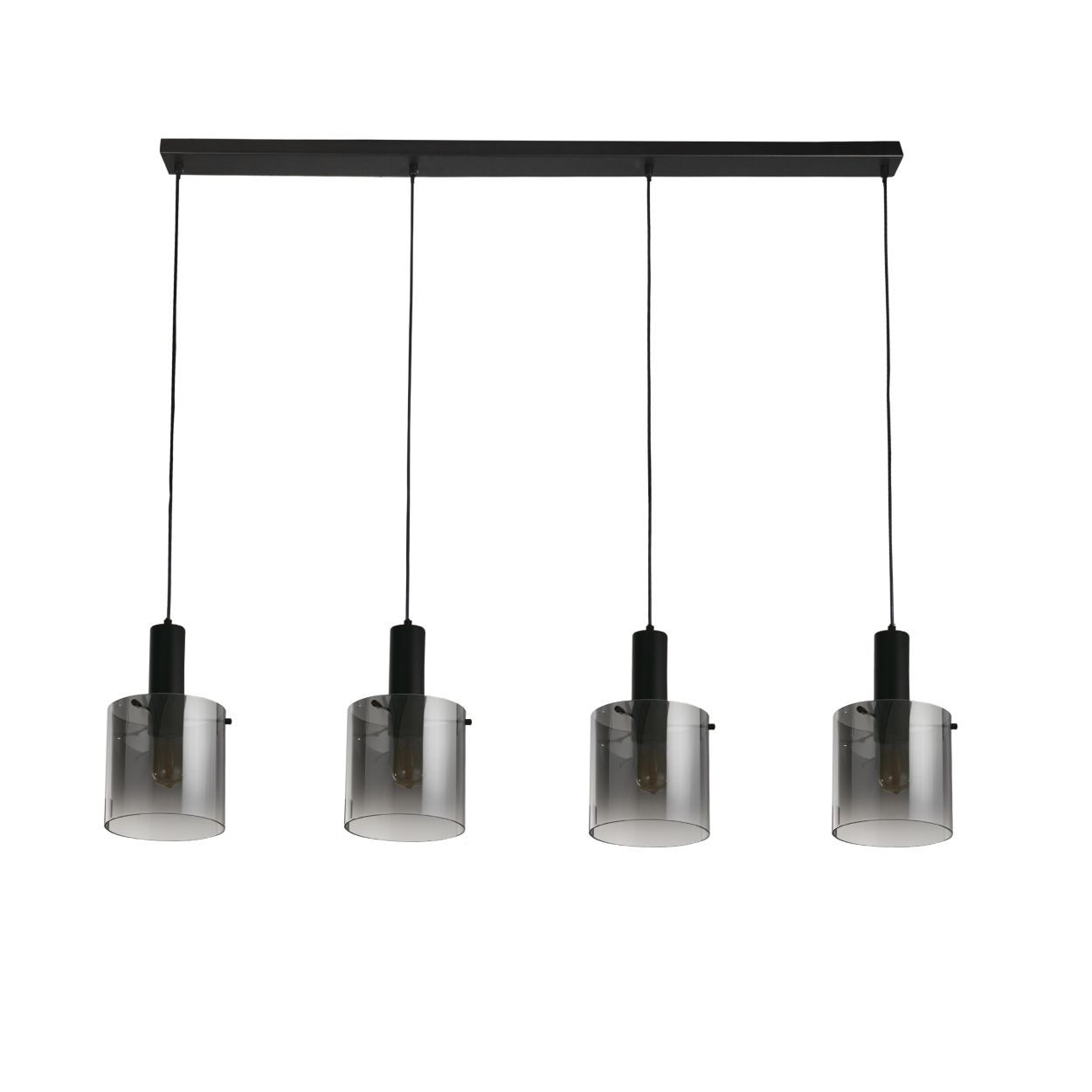 Searchlight Sweden 4Lt Bar Hanglamp Zwart Metaal & Smoked Ombre Glas