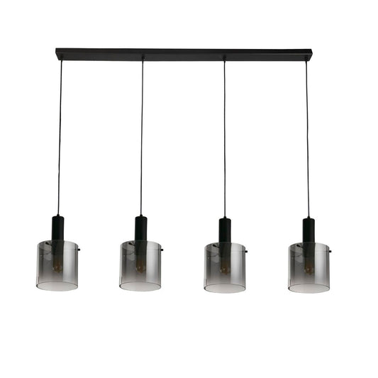 Searchlight Sweden 4Lt Bar Hanglamp Zwart Metaal & Smoked Ombre Glas