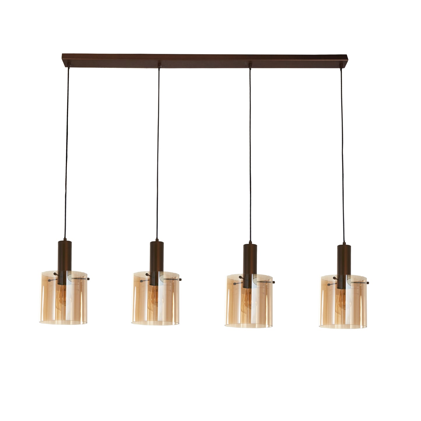 Searchlight Sweden 4Lt Bar Pendant - Mocha Metal & Amber Glass