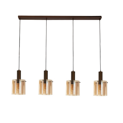 Searchlight Sweden 4Lt Bar Pendant - Mocha Metal & Amber Glass