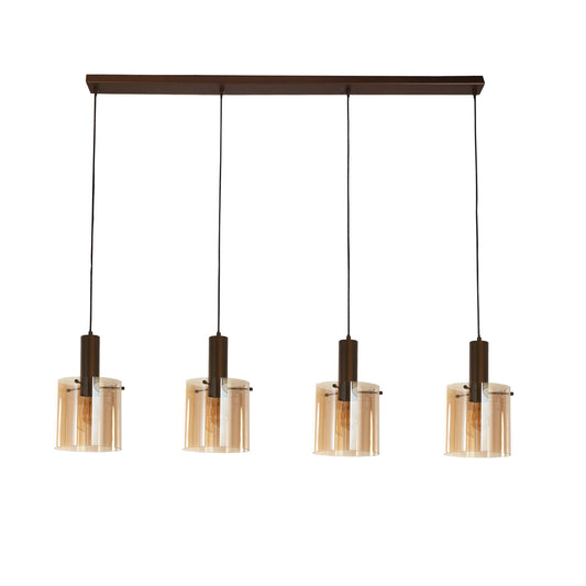 Searchlight Sweden 4Lt Bar Pendant - Mocha Metal & Amber Glass