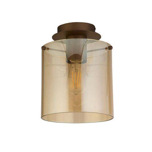 Searchlight Sweden 1Lt Flush Mocha Metaal & Amber Glas