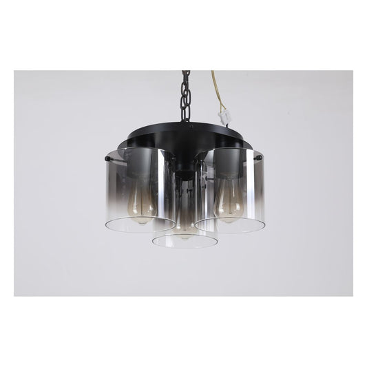 Searchlight Sweden 3LT Flush Mat Zwart & Smoked Glas