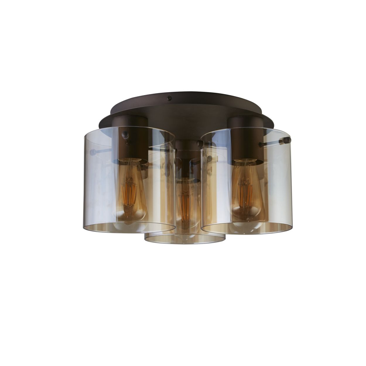 Searchlight Sweden 3LT Flush Mocha Metaal & Amber Glas