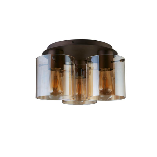 Searchlight Sweden 3LT Flush Mocha Metaal & Amber Glas