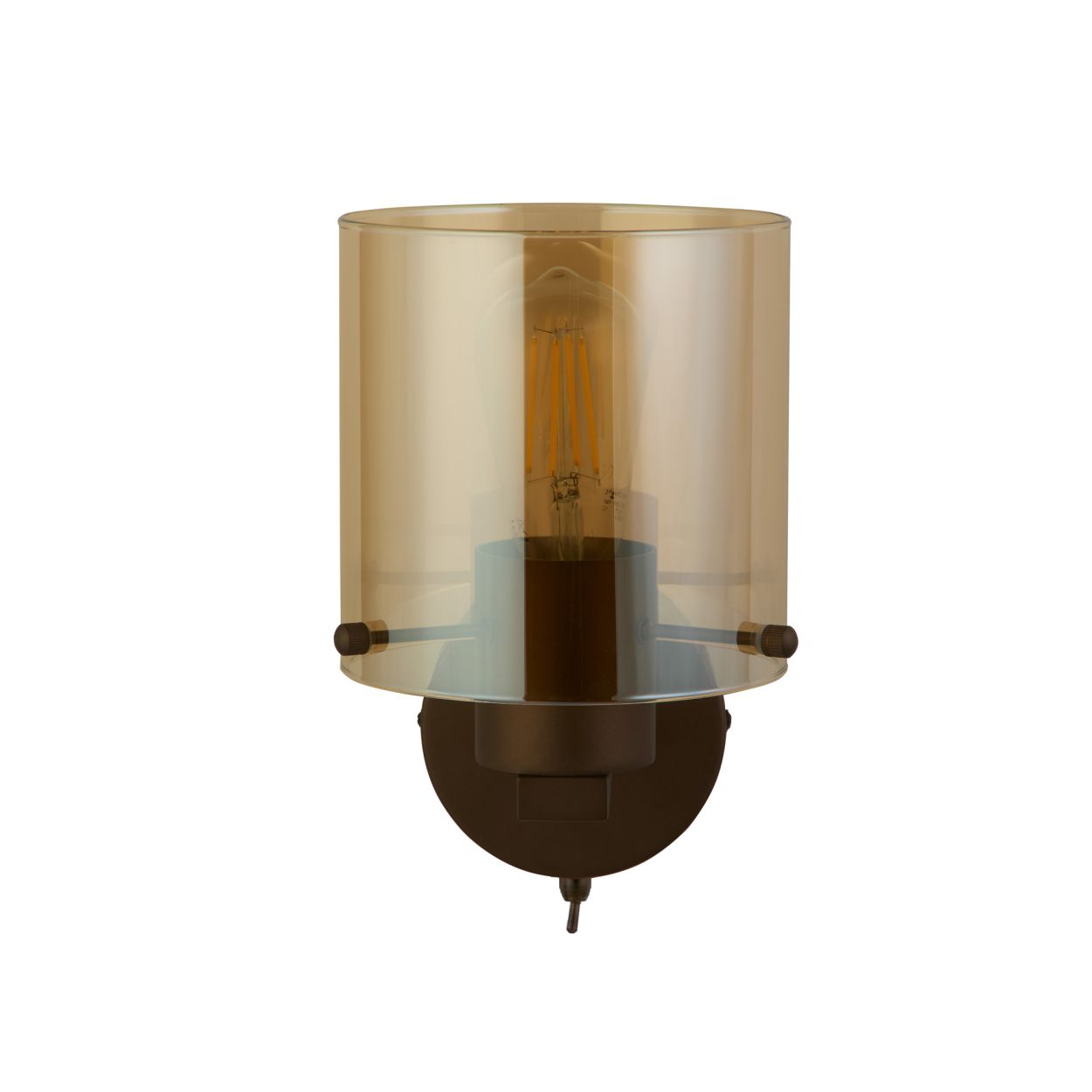 Searchlight Sweden 1Lt Wandlamp Mocha Metaal & Amber Glas