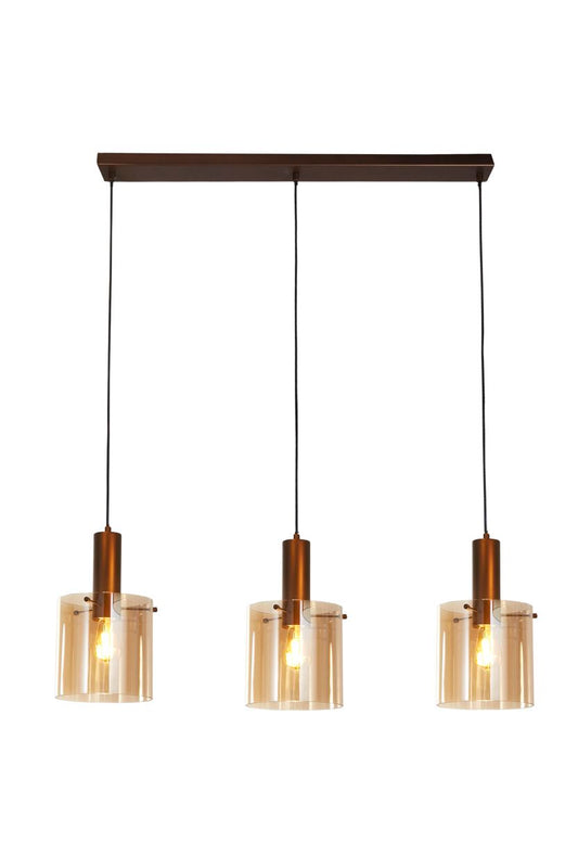 Searchlight Sweden 3Lt Bar Hanglamp Mocha Metaal & Amber Glas