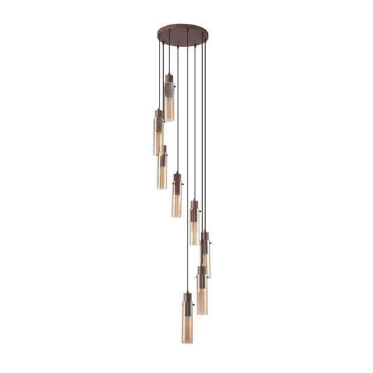 Searchlight Sweden II 8Lt Multi Drop Mocha Metaal & Amber Glas