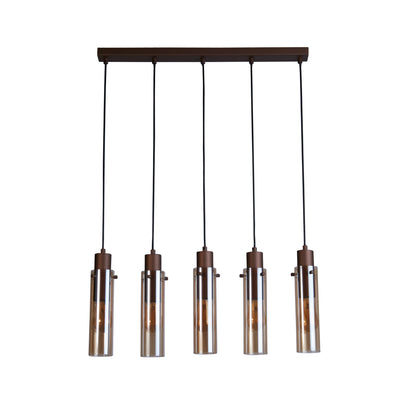 Searchlight Sweden II 5Lt Bar Pendant - Mocha Metal & Amber Glass