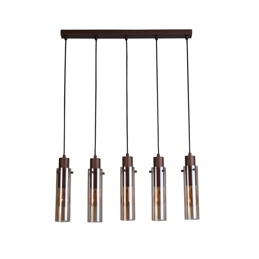 Searchlight Sweden II 5Lt Bar Pendant - Mocha Metal & Amber Glass