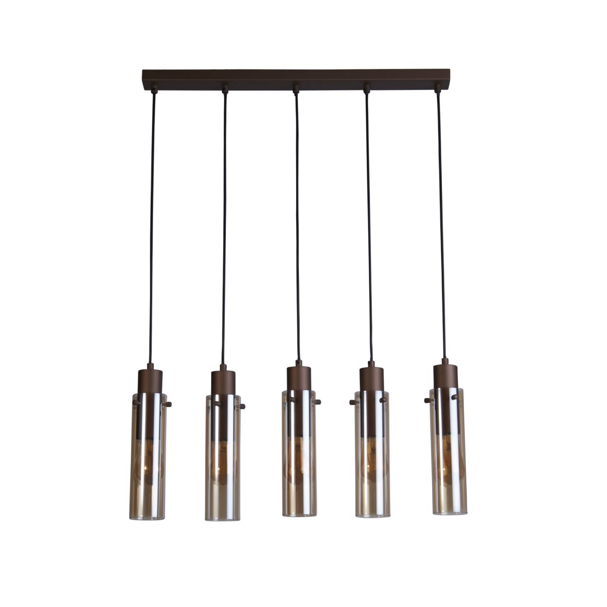 Searchlight Sweden II 5Lt Bar Hanglamp Mocha Metaal & Amber Glas