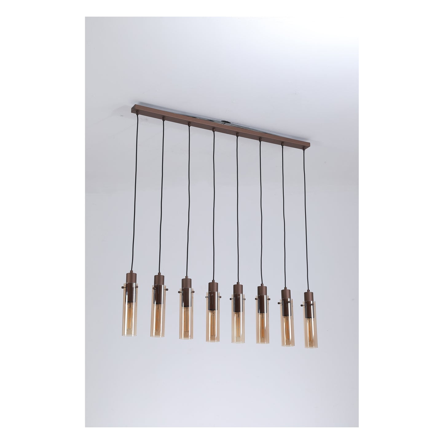 Searchlight Sweden II 8Lt Bar Pendant - Mocha Metal & Amber Glass