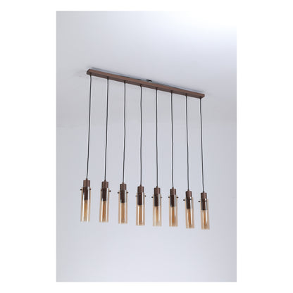 Searchlight Sweden II 8Lt Bar Pendant - Mocha Metal & Amber Glass