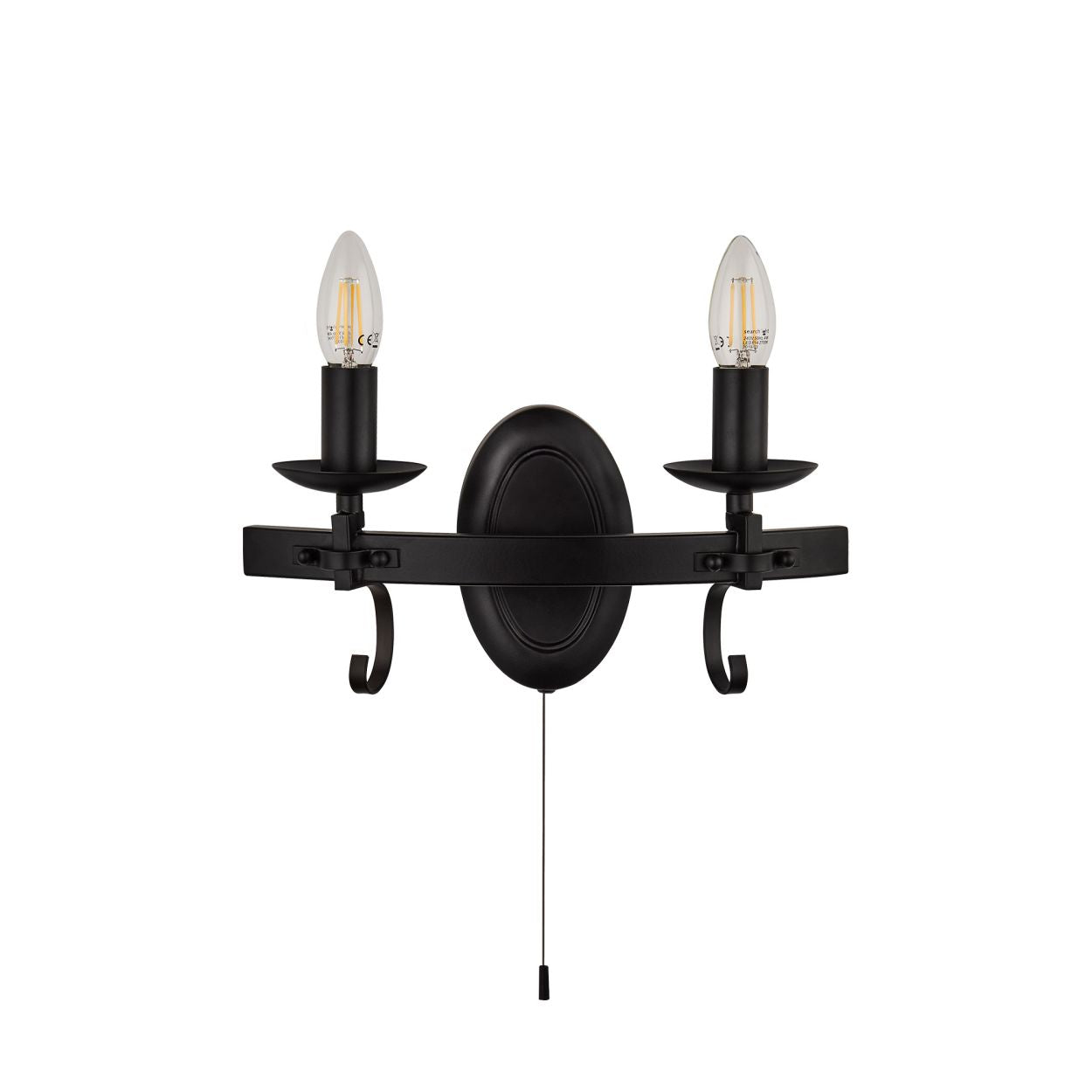 Searchlight Cartwheel III 2Lt Wandlamp Zwart Wrought IJzer