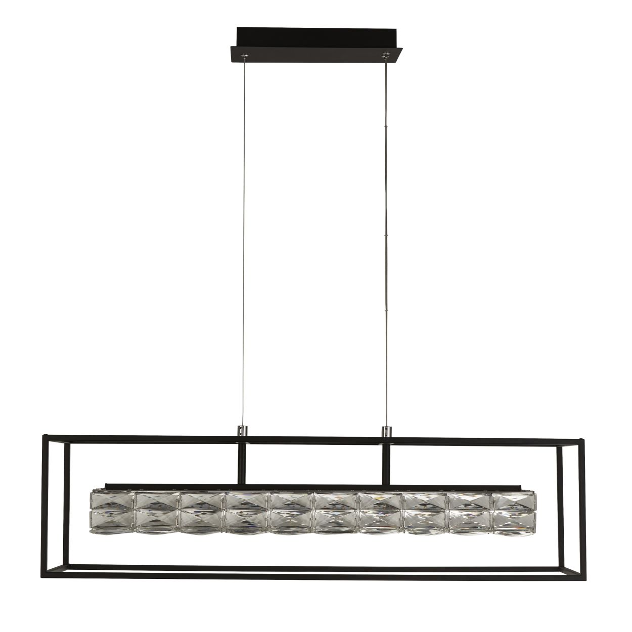 Searchlight Elevator LED Hanglamp Mat Zwart Frame & Kristal Centre