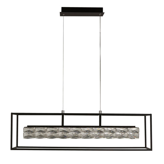 Searchlight Elevator LED Hanglamp Mat Zwart Frame & Kristal Centre