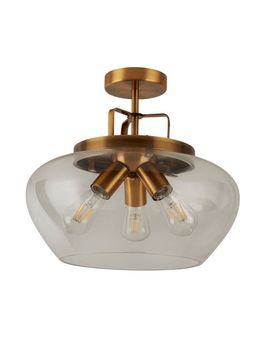 Searchlight Boule 3Lt Semi Flush Brons & Helder Glas