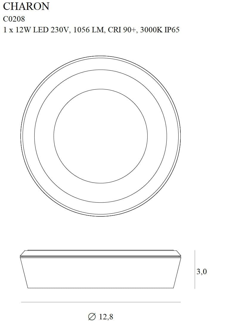 Maxlight C0208 Plafondlamp Charon Zwart Ip65