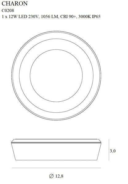 Maxlight C0208 Plafondlamp Charon Zwart Ip65