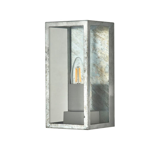 Searchlight Box II Buiten Wandlamp Galvanised Zilver Metaal & Glas