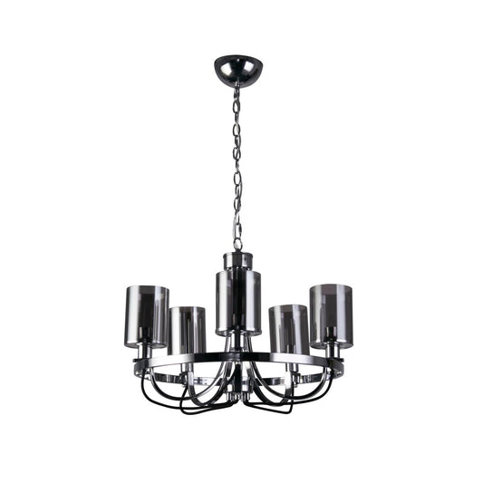 Searchlight Catalina 5Lt Hanglamp Chroom Metaal & Smoked Glas