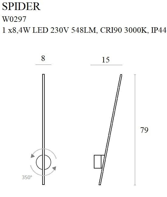 Maxlight W0297 Wandlamp Spider Goud Ip44