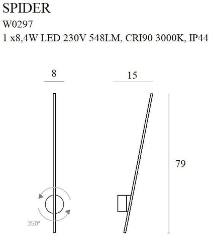Maxlight W0297 Wandlamp Spider Goud Ip44