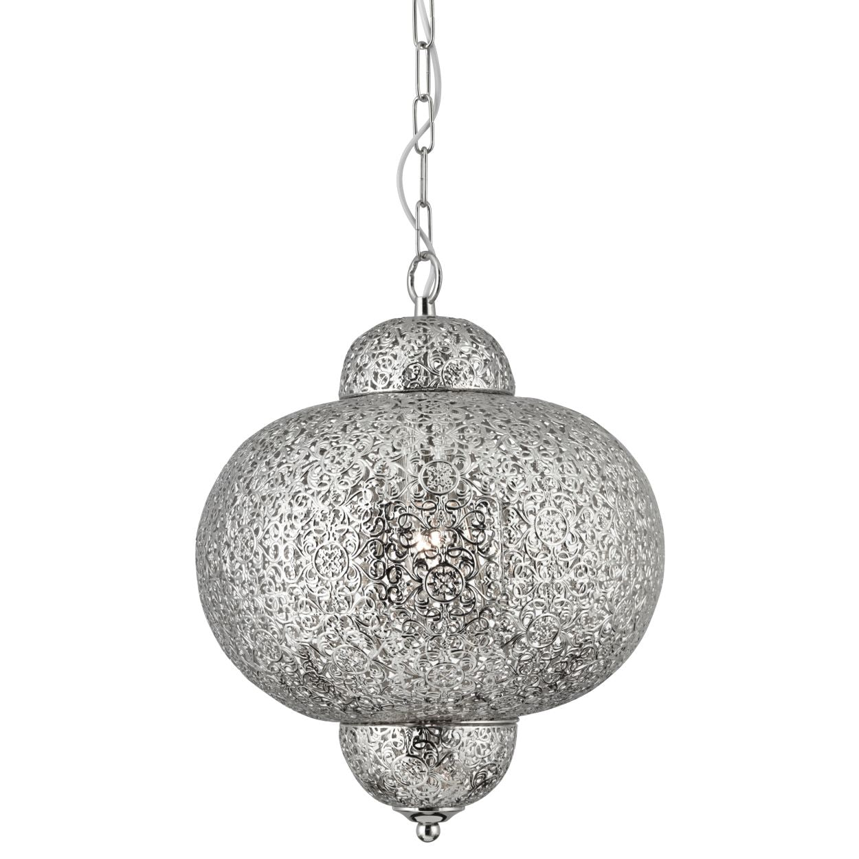 Searchlight Fretwork Hanglamp Laser Cut Nikkel Metaal