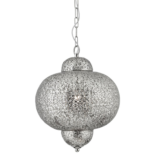 Searchlight Fretwork Hanglamp Laser Cut Nikkel Metaal