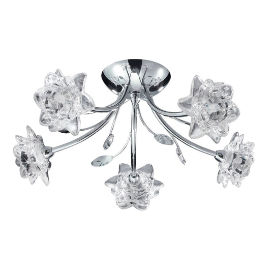 Searchlight Bellis 5Lt Semi Flush Chroom & Helder Glas