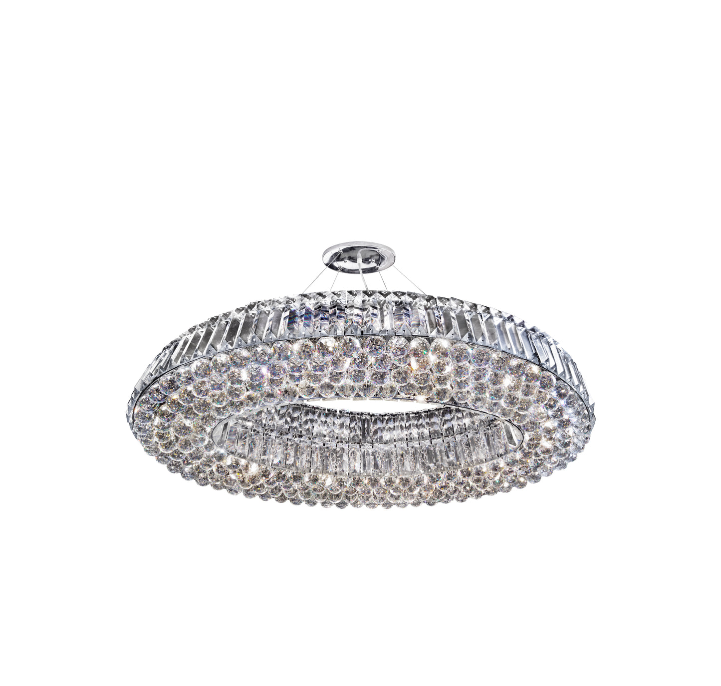 Searchlight Vesuvius 10Lt Pendant - Chrome Metal & Clear Crystal