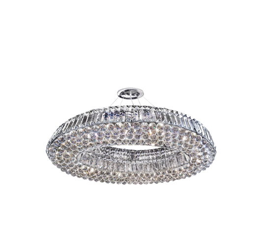 Searchlight Vesuvius 10Lt Pendant - Chrome Metal & Clear Crystal
