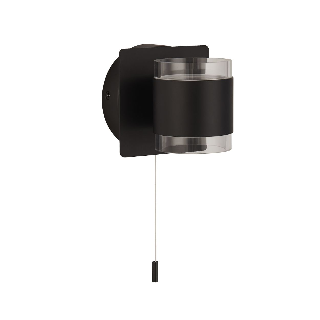 Searchlight Tumbler 2Lt Wandlamp Zwart Metaal & Helder Acryl
