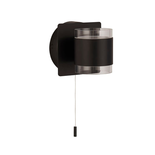 Searchlight Tumbler 2Lt Wandlamp Zwart Metaal & Helder Acryl