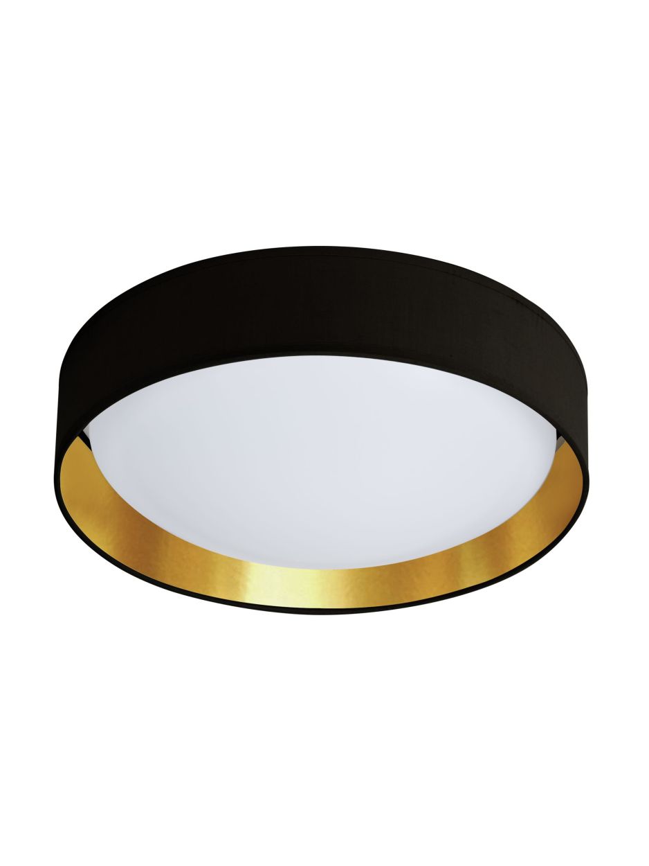 Searchlight Gianna Flush Zwart Stof, Goud Inner & Acryl Diffuser