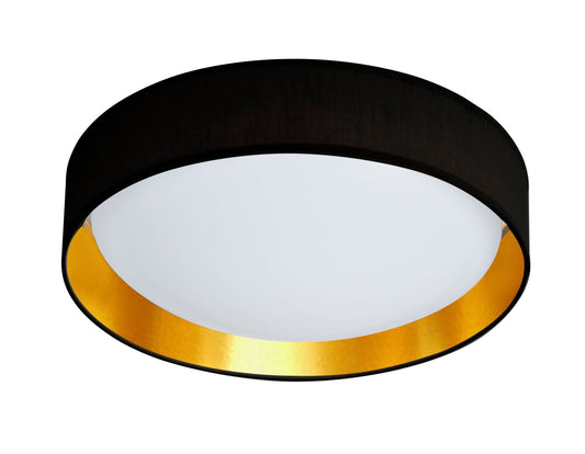 Searchlight Gianna Flush Zwart Stof, Goud Inner & Acryl Diffuser