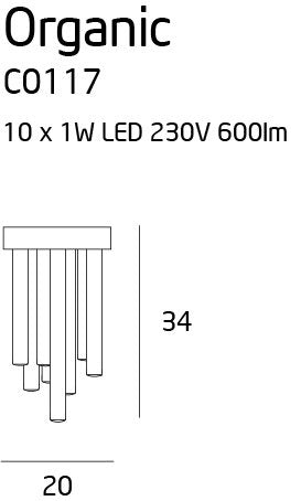 Maxlight C0117D Plafondlamp Organic Chroom Klein Dimbaar