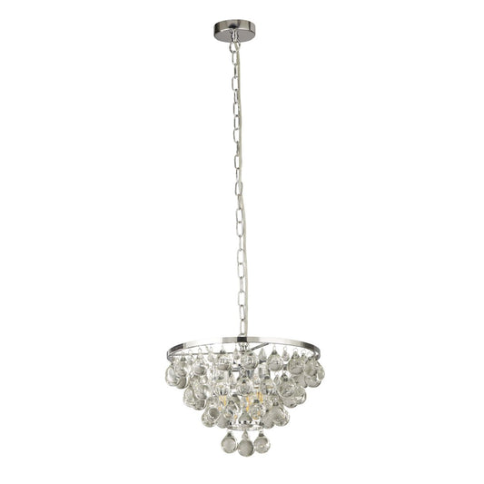 Searchlight Michelle 4Lt Hanglamp Chroom with Rain Drop Glas