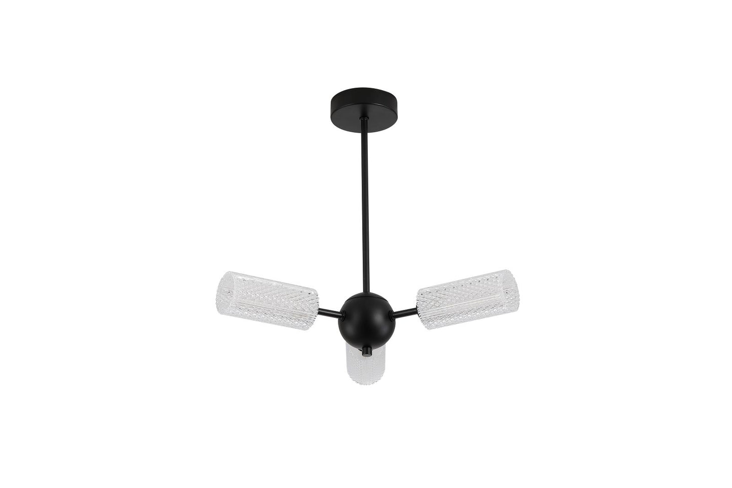 Searchlight Cosmic 3Lt Semi flush Zwart Metaal with Textured Acryl