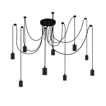 Searchlight Squiggle 9Lt Pendant - Black Metal & Cables