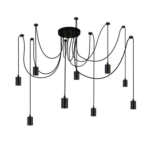 Searchlight Squiggle 9Lt Pendant - Black Metal & Cables