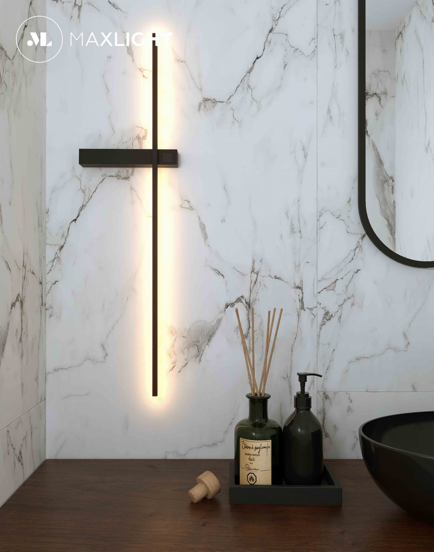 Maxlight W0281 Wandlamp Sabre 61 Cm Zwart Ip23