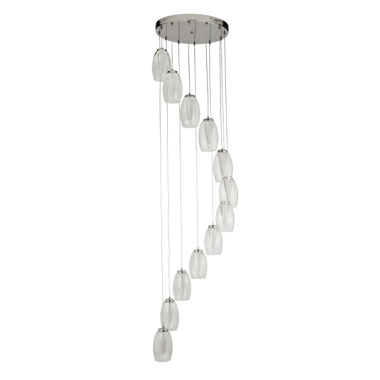 Searchlight Cyclone 12Lt Hanglamp Chroom & Helder Glas