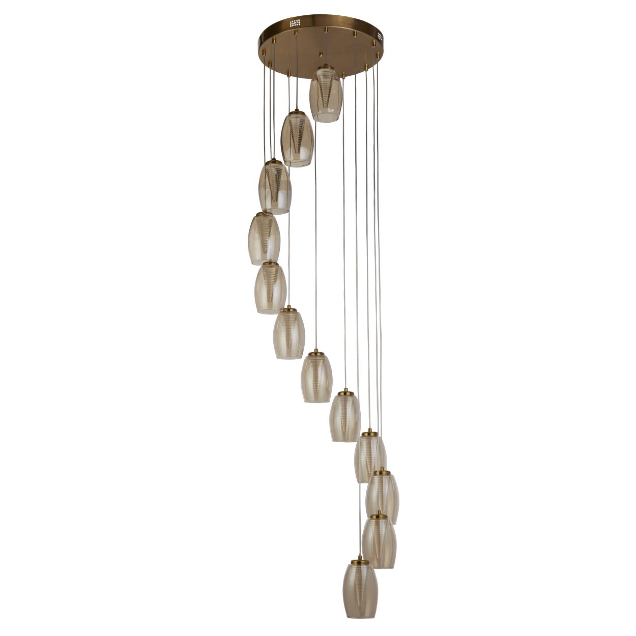 Searchlight Cyclone 12Lt Hanglamp Brons Metaal & Champagne Glas