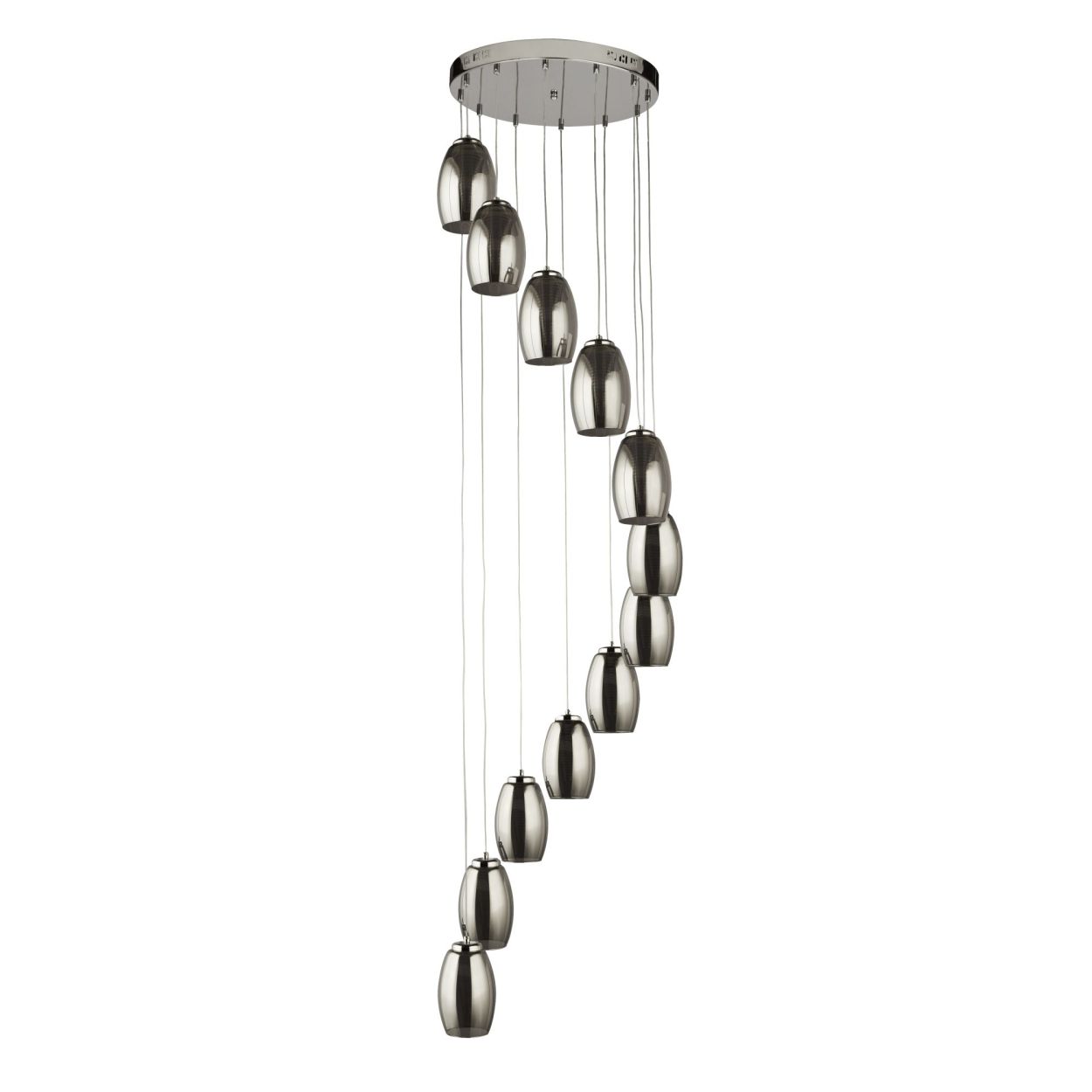 Searchlight Cyclone 12Lt Multi Drop Hanglamp Chroom Metaal & Smoked Glas