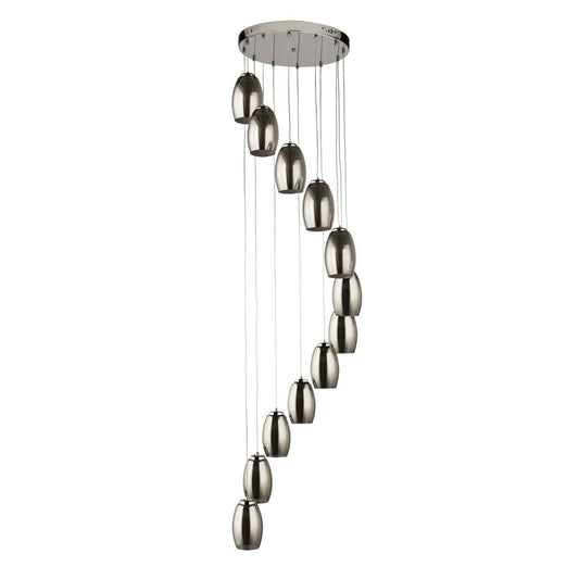 Searchlight Cyclone 12Lt Multi Drop Hanglamp Chroom Metaal & Smoked Glas